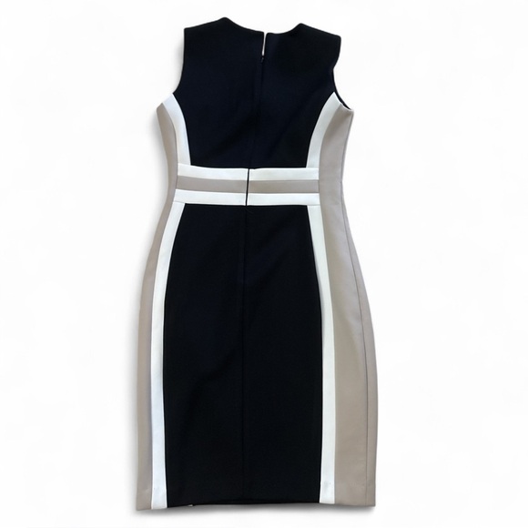 NWT Calvin Klein Black & White Color-Block Mock Neck Scuba Sheath Dress Size 6 - Picture 3 of 6